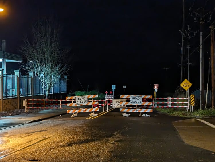 Fern Hill Road is closed due to flooding