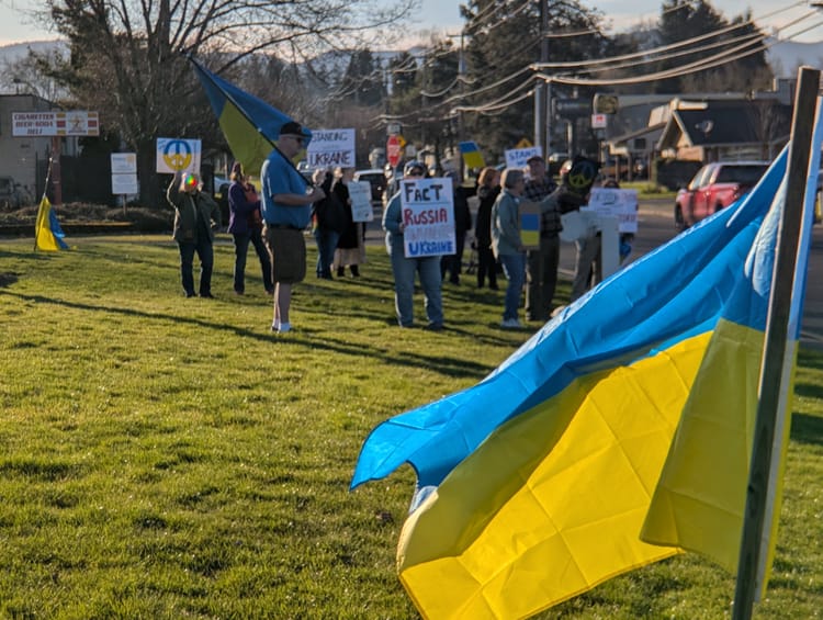 Protests at Forest Grove flagpole grow over Trump, Musk, and Ukraine