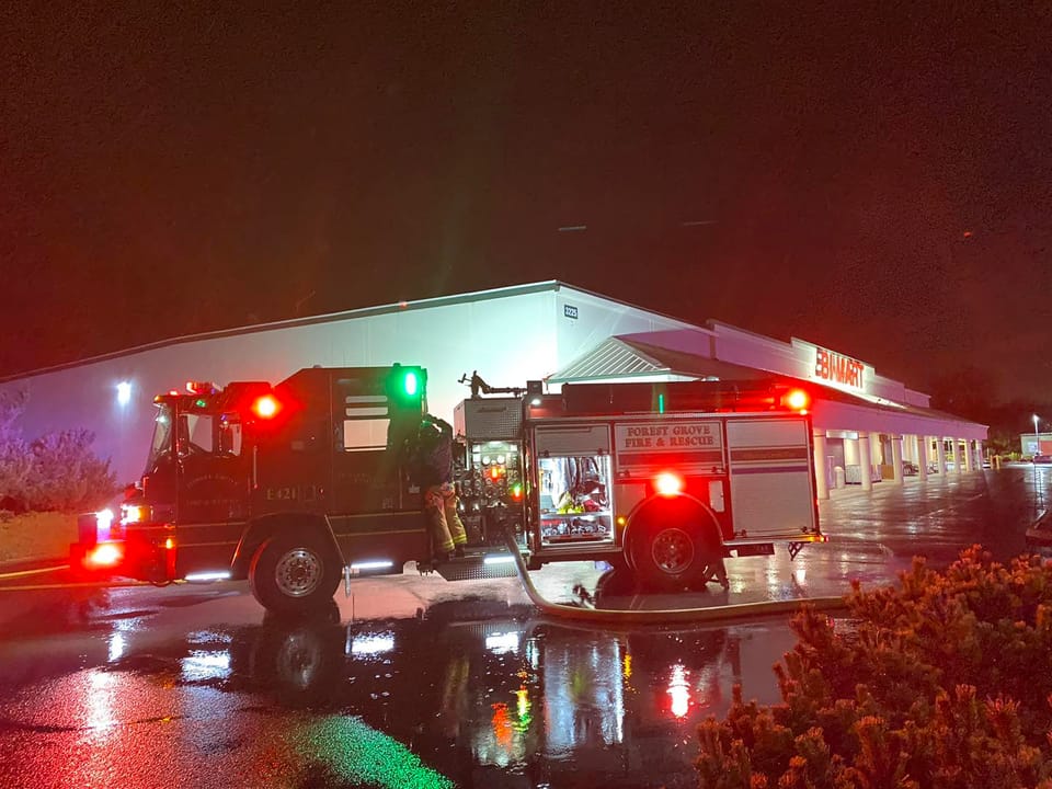 Exterior fire at Bi-Mart extinguished by Forest Grove Fire & Rescue